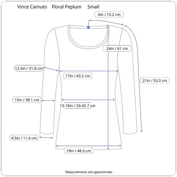 Vince Camuto Blue Gray Floral Print Smocked Waist Balloon Sleeve Peplum Small - Picture 15 of 16